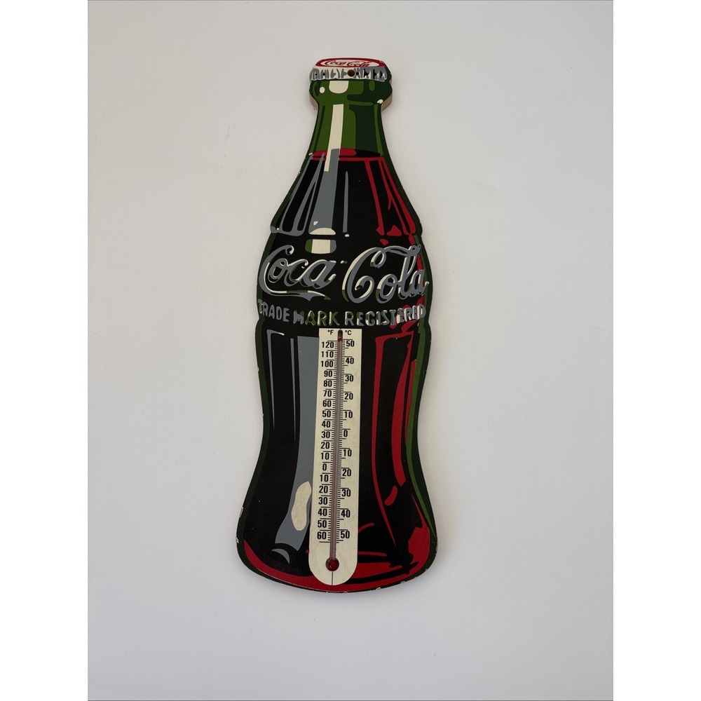Vintage Coca-Cola Bottle Shaped Wooden Wall The Thermometer Doesn't Work